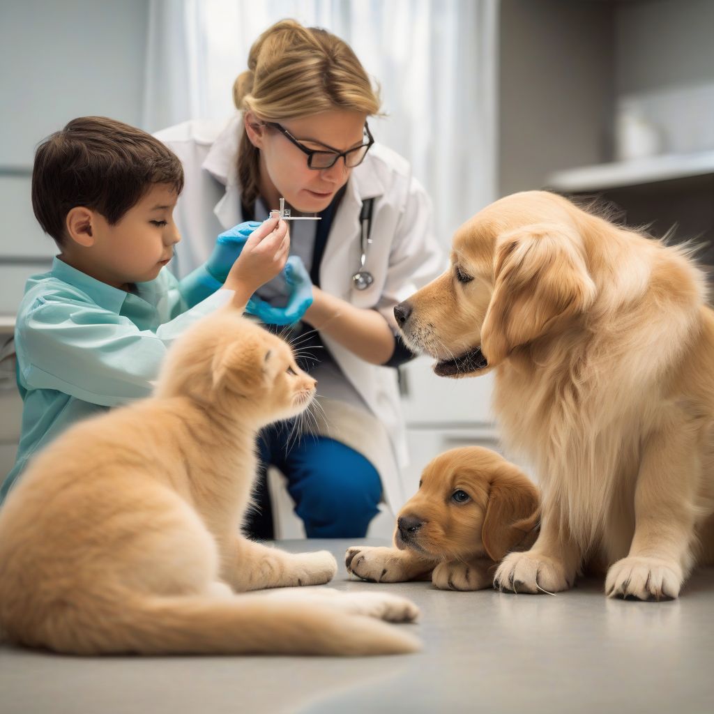 Cat and Dog Receiving Vaccination