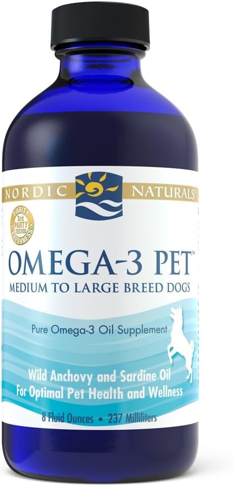 Nordic Naturals Omega-3 Pet, Unflavored - 8 oz - 1518 mg Omega-3 Per Teaspoon - Fish Oil for Medium to Large Dogs with EPA & DHA - Promotes Heart, Skin, Coat, & Immune Health