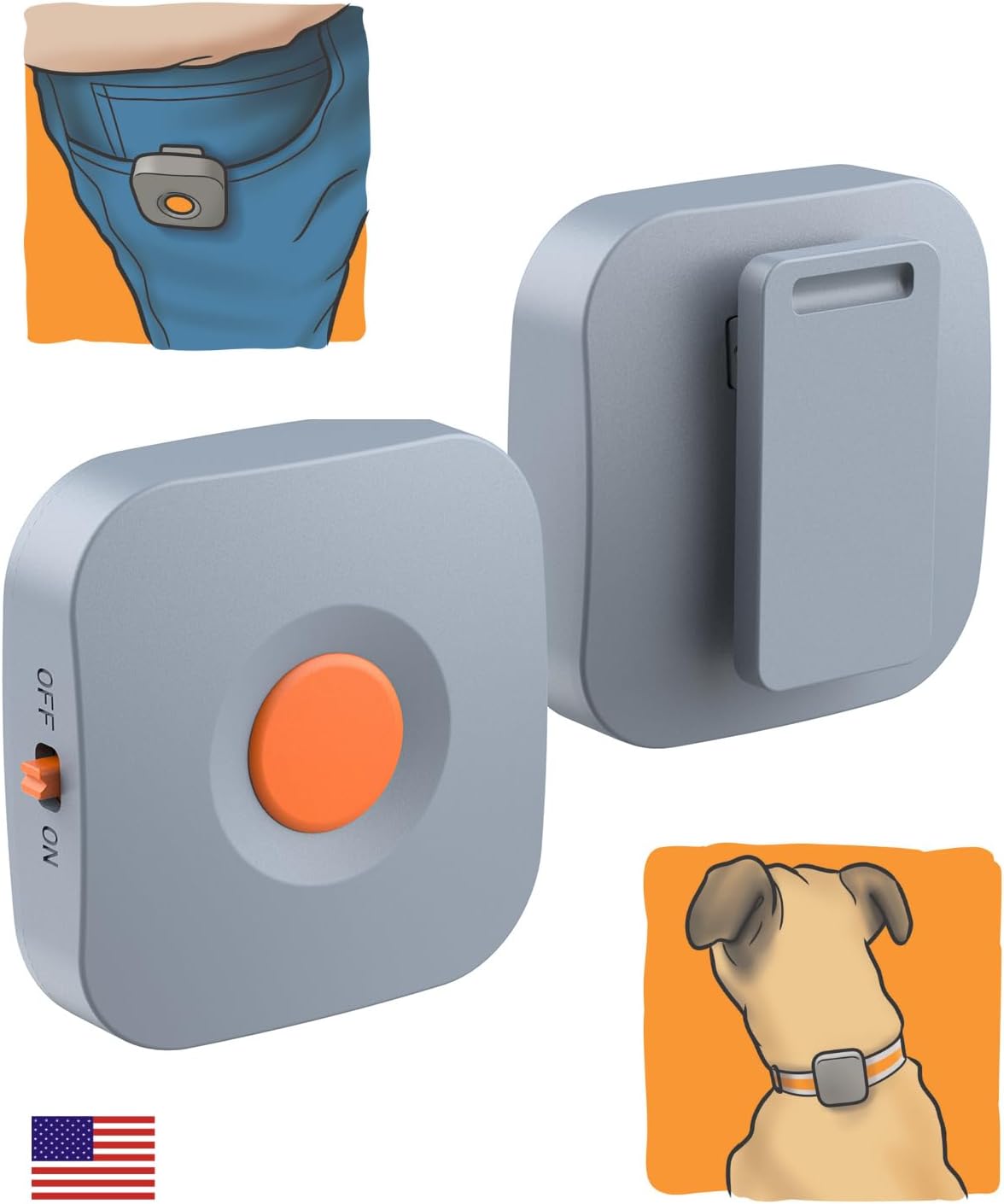 Dog Training Device - The Original Kona Clip Designed in The USA Vibration Correction with Remote Controller Small, Medium, Large Dogs Leash Training, Waterproof, Rechargeable