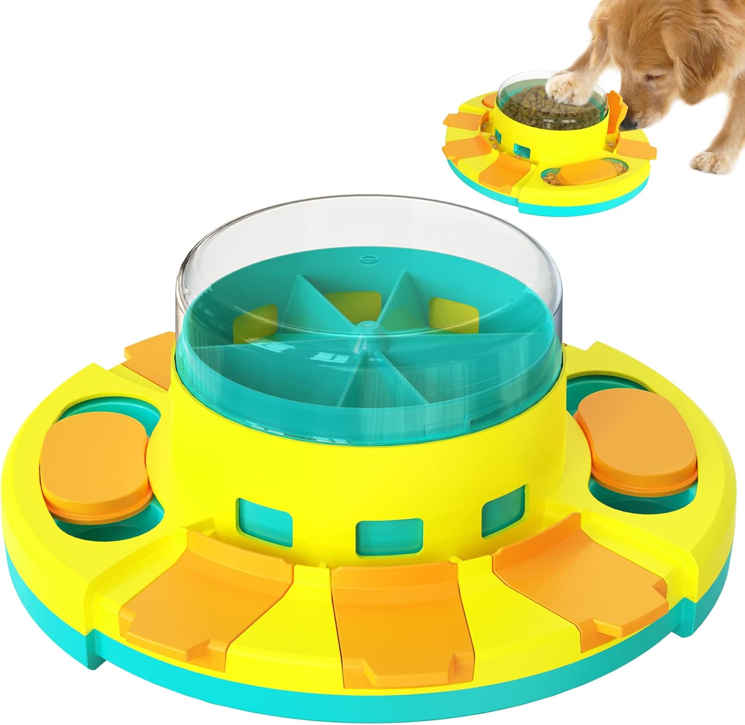 Treat/Food Puzzle Interactive Toys for Large/Medium/Small Chewer Dog Dispensing Slow Feeder for Boredom & Mental Stimulation (Blue)