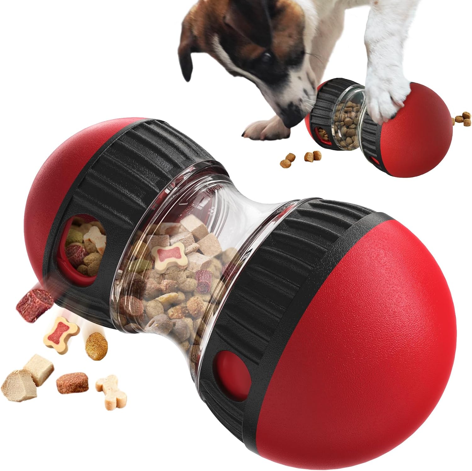 Dog Dispensing Cognitive Toy Pet Treat Food Dispenser Boredom Ball Toys Keep Busy Puzzle Interactive Feeder Toy with Adjustable Food Dispenser Suitable for Small Medium Large Dogs, Not for Chewing