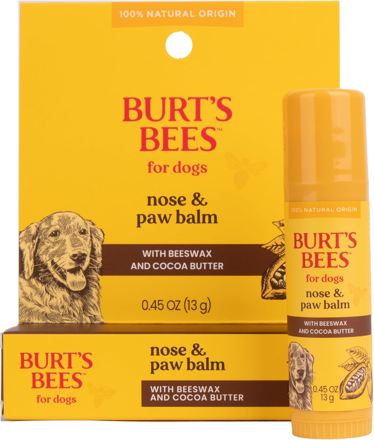 Burt\'s Bees for Pets Nose and Paw Balm with Beeswax and Cocoa Butter,100% Natural Origin Formulas, Dog Paw Pad Balm, Paw Moisturizer for Dogs, Dog Nose Balm