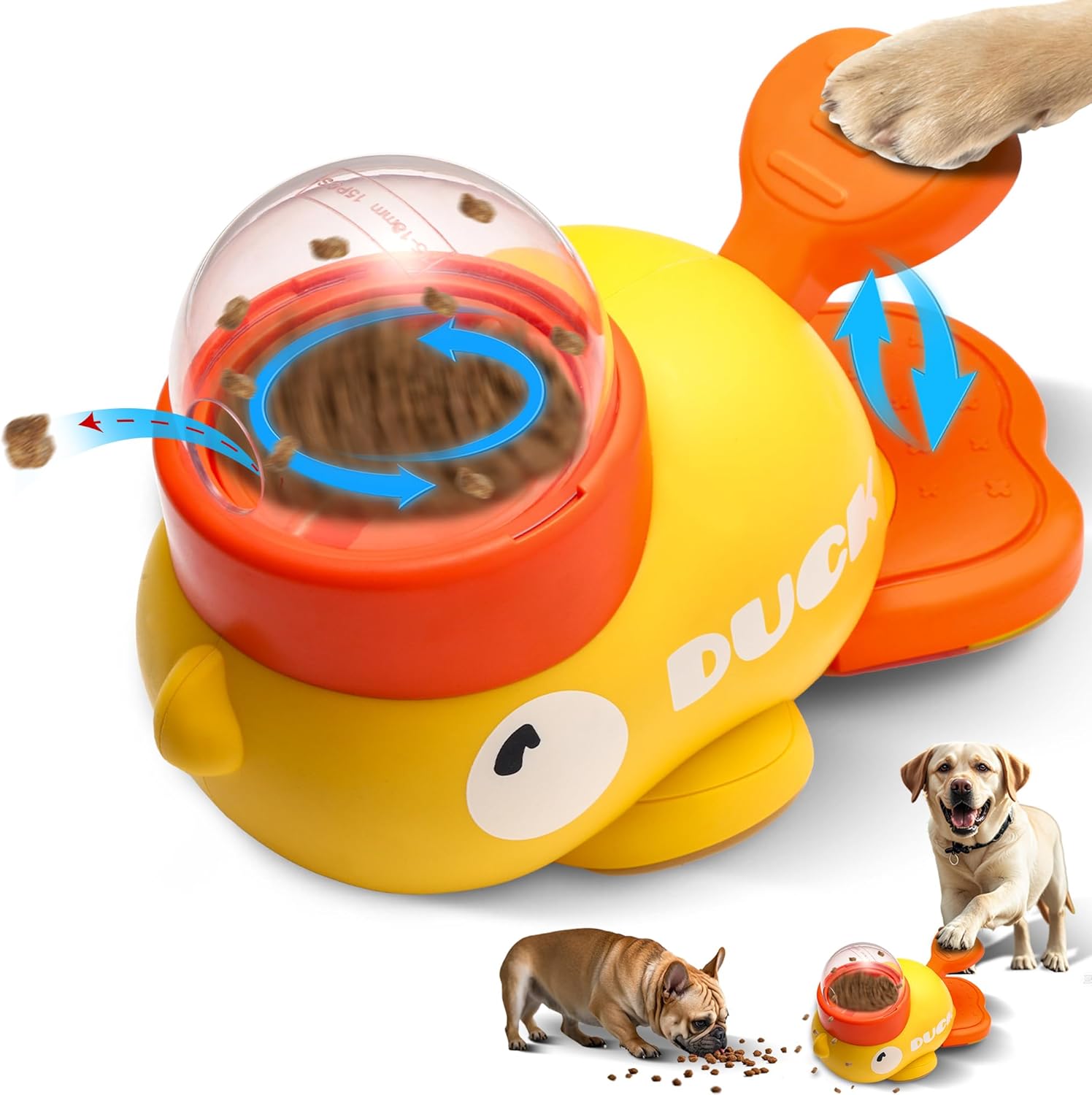 2-in-1 Interactive Dog Slow Feeder Puzzle Toy Durable Duck Shaped Design for Small Medium Dogs Promotes IQ Training Reduces Bloating Anti Gulping Dog Treat Dispenser Toy