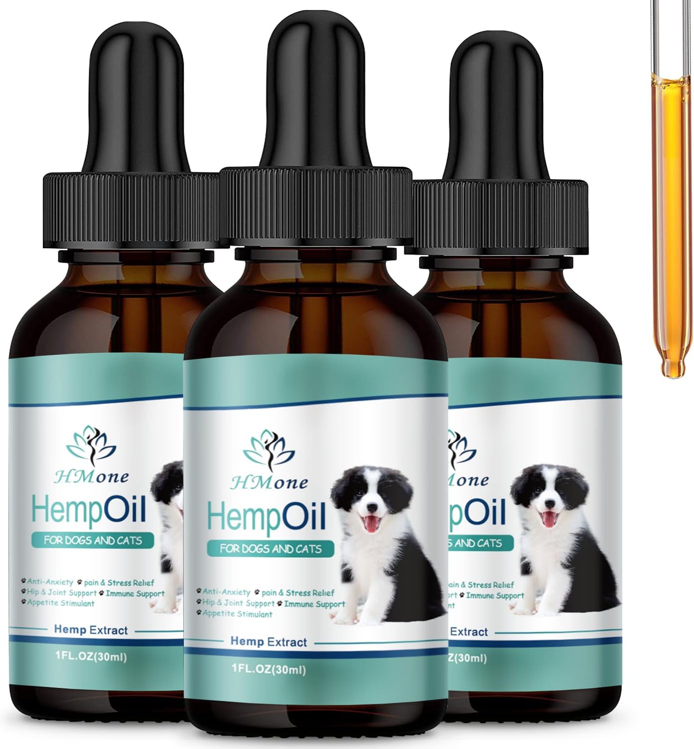 Hemp Oil for Dogs and Cats - Helps Pets with Anxiety, Stress Relief and Sеizures - Arthritis Hip Joint Pain Relief - Hemp Calming Drops Sleep Aid for Dogs 3PACK