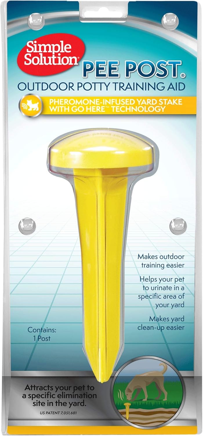 Simple Solution Pee Post Outdoor Dog Training Aid, 13-Inch Pheromone-Infused Stake for Puppy Potty Training, Yard Marking, and Housebreaking, Dog Pee Attractant for Lawn & Garden