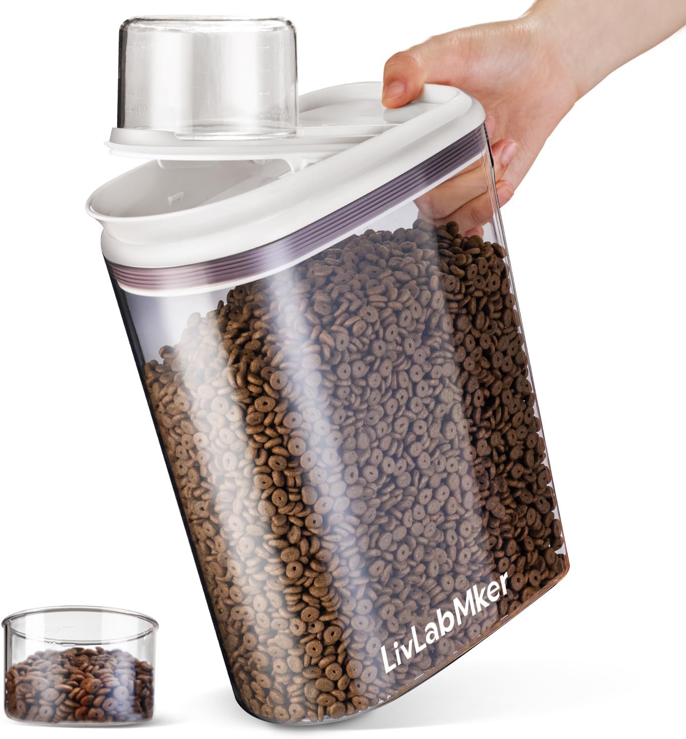 3.5L/4Lbs/62oz/3.3QT Airtight Dog food storage container with handle,Dog Treat Container With Measuring cup,Dry Pet Food storage bin for Dogs,Cats,and Birds