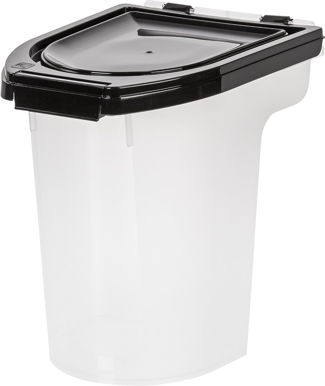 IRIS USA WeatherPro Airtight Pet Food Storage Container, Up to 6.5 lbs, Treat Box for Dog Cat and Bird Food, Keep Fresh, Translucent Body, Easy Clean Up, BPA free, Clear/Black