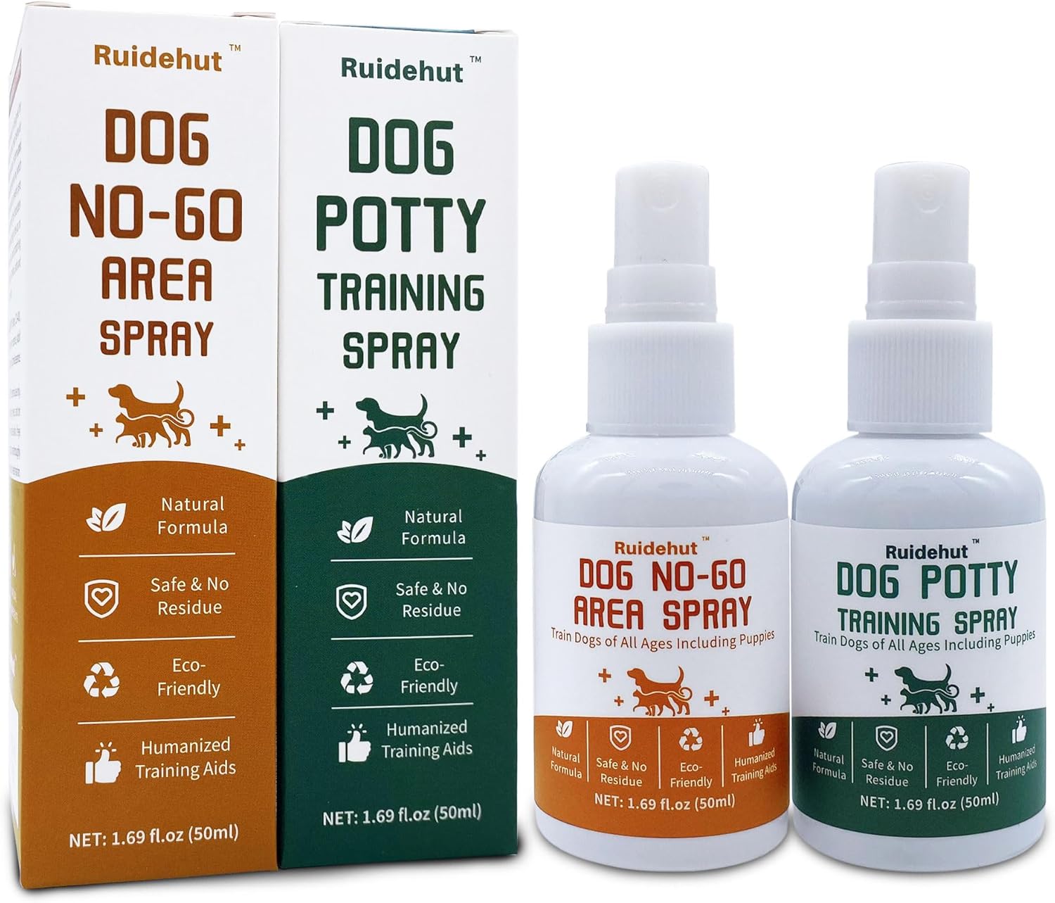 Dog Training Spray Set, No-Go Area & Potty Training Spray, New Formula - Mimics The Scent of Grass, Encourages Proper Dog Pee Here Habits, 1.69 fl.oz