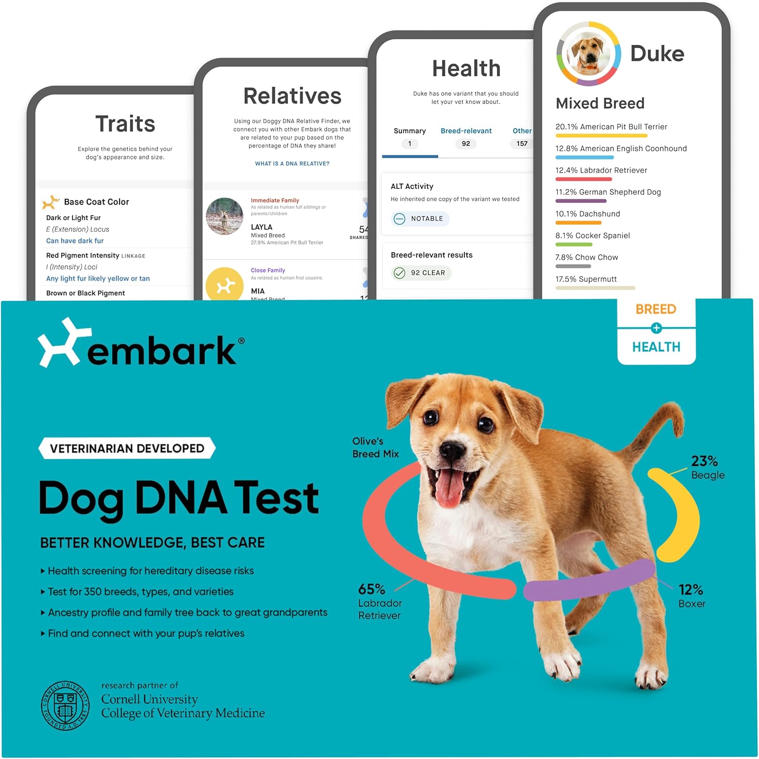 Embark Breed & Health Kit - Dog DNA Test - Discover Breed, Ancestry, Relative Finder, Genetic Health, Traits, Allergy Risk Scores